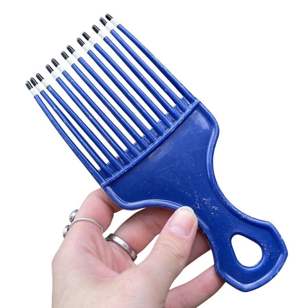 Vintage XL Lift Comb Hair Pick Handle Retro‎ USA  Royal Blue Purse Pocket